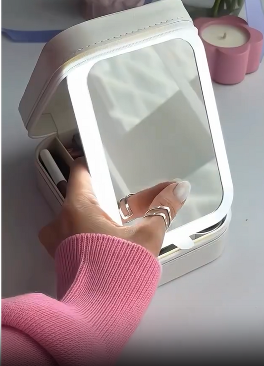 White Jewelry Box with LED Mirror